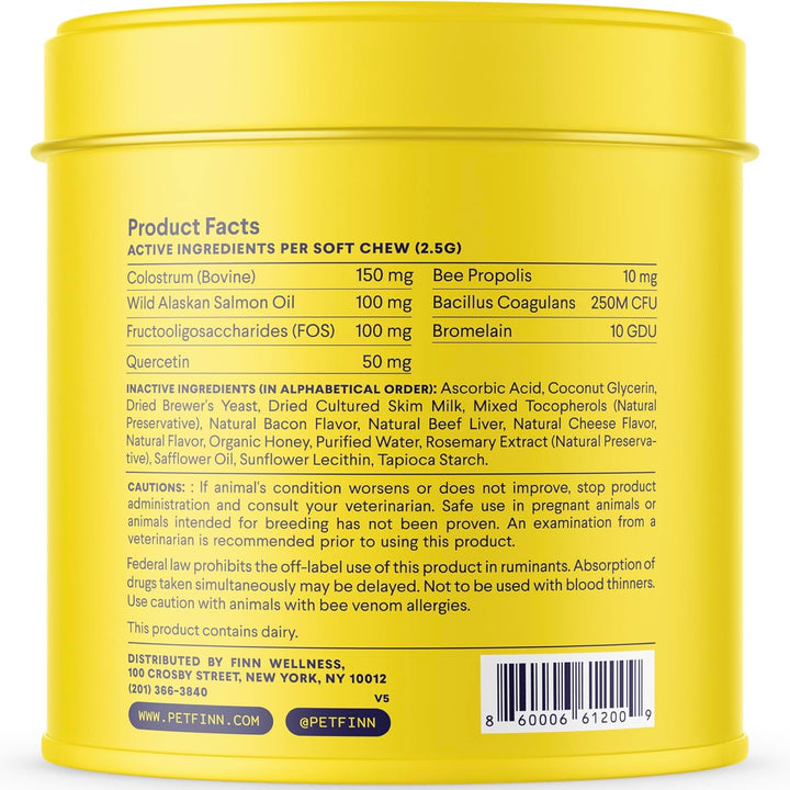 Allergy & Itch for Dogs | Daily Support for Itchy Skin, Immune Health & Seasonal Allergies from Colostrum, Bee Propolis + Probiotics | 90 Soft Chews