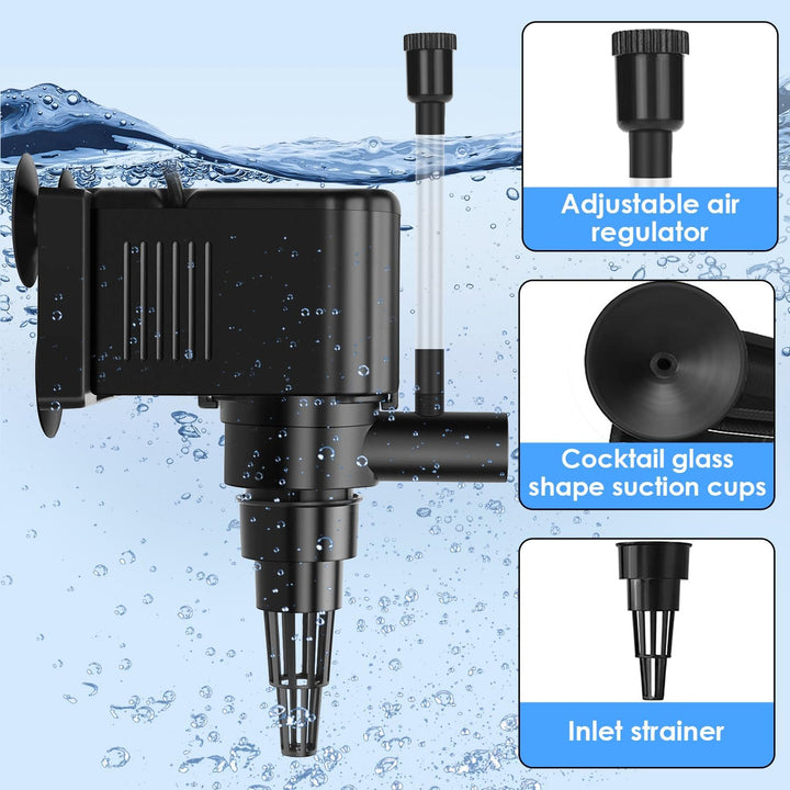 Aquarium Powerhead Pump Circulating Water Pump 135 GPH for 10-40 Gallon Aquariums with Aerating Features