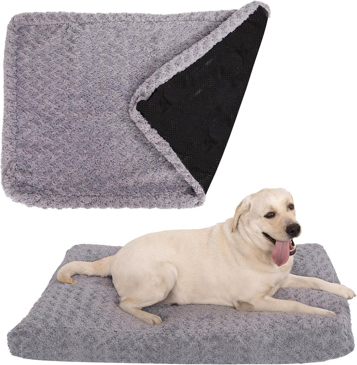 Faux Fur Dog Bed Covers – Ultra Soft Rose Velvet, Removable & Washable, Cozy & Durable,Large Pet Bed Cover Only (No Filling) – Gray, (Rose Velvet Dark Gray, 36" L X 24" W X 4" Th)