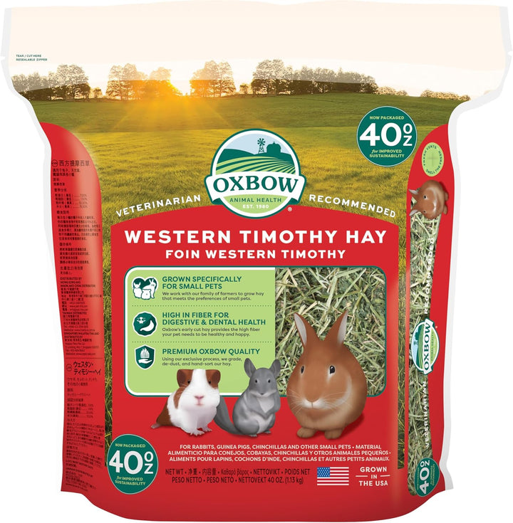 Animal Health Western Timothy Hay, Guinea Pig Hay, Small Pet Bunny Supplies, All Natural Grass for Guinea Pig, Bunny, Chinchilla & Hamster,  Rabbit Supplies for Bunnies, 90 Oz. Bag