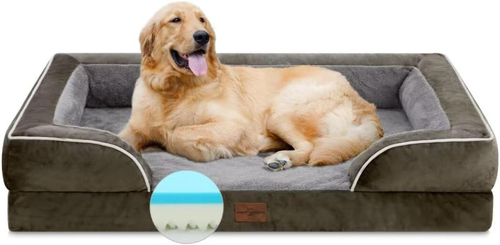 Orthopedic Dog Bed for Extra Large Dogs 42X30 Inch, Waterproof Supportive Egg Crate Foam XL Pet Bed with Removable Bolsters, Dog Couch with Washable Cover & Non-Slip Bottom, Grey