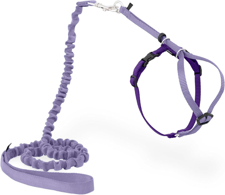Come with Me Kitty Cat Harness & Bungee Leash - Comfortable No-Choke Harness with Lightweight Bungee Leash for Outdoor Fun - Escape Free Pulling Prevention - Medium - Lilac