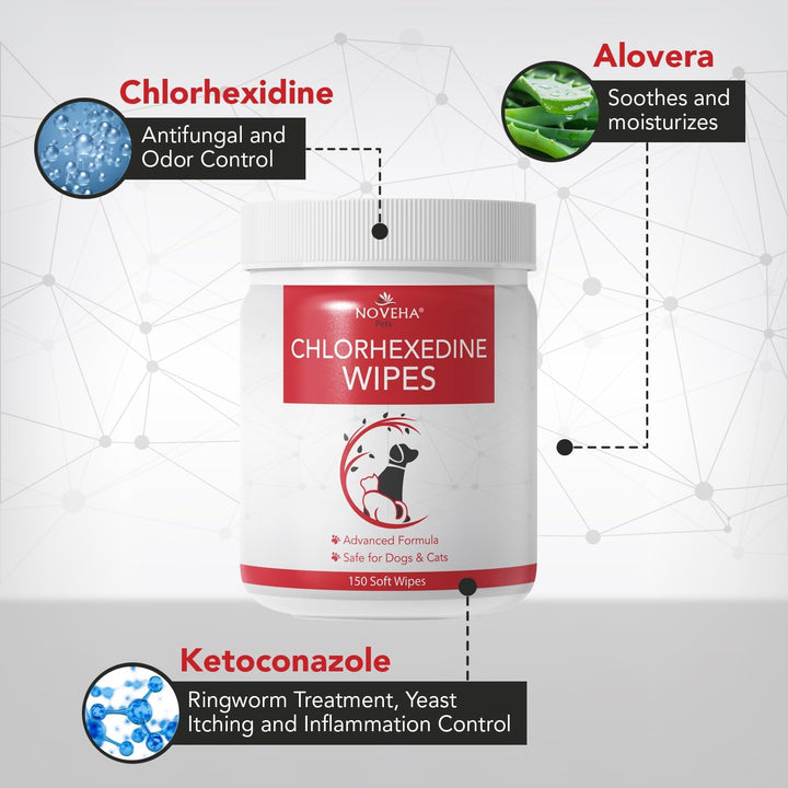 Pet Wipes - Formulated Pet Wipes - for Facial and Finger Folds, Underarms - 3" X 2" Size (150 Counts)