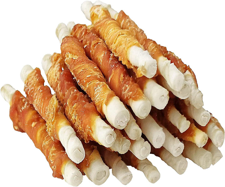 Dog Treats, Rawhide Twist Chicken Hide Sticks, Suitable for Puppy and Small Dogs, 5 Inch (Chicken, Pack of 40)