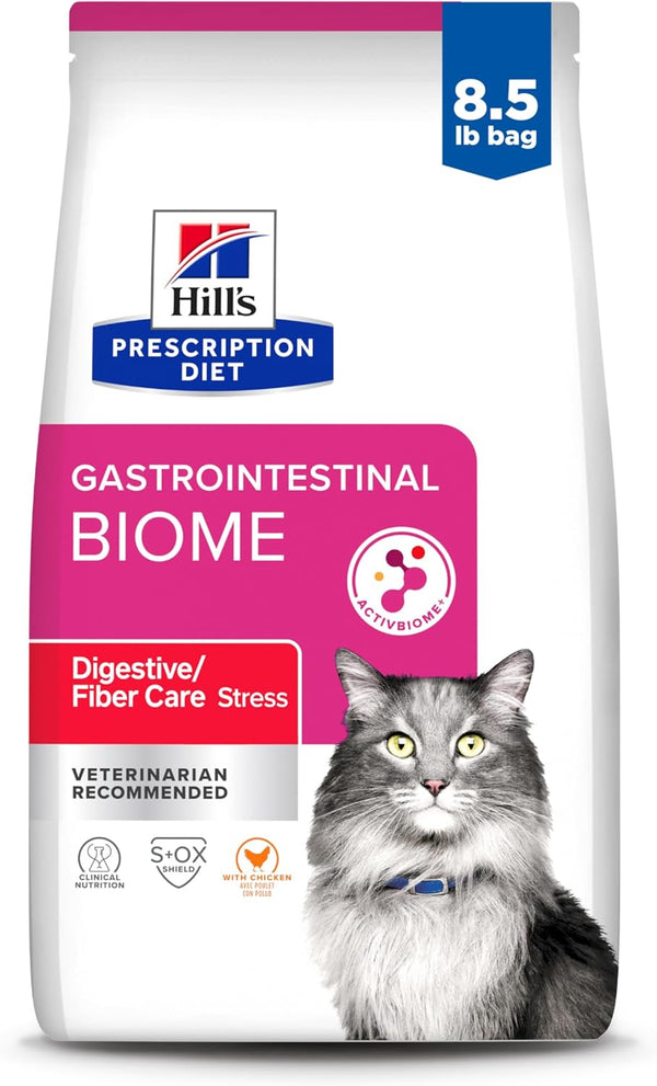 Gastrointestinal Biome Stress Dry Cat Food, Chicken Flavor, Veterinary Diet, 8.5 Lb. Bag