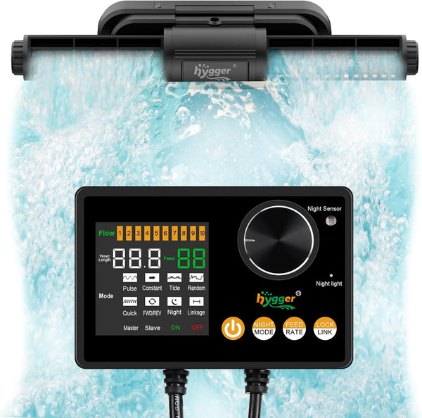 Intelligent Wave Maker for Aquarium, Saltwater Freshwater Circulation Pump Adjustable 6 Waves/Night/Feed/Wireless Connection Mode, Magnetic Holder Display Controller Memory Function (25W)