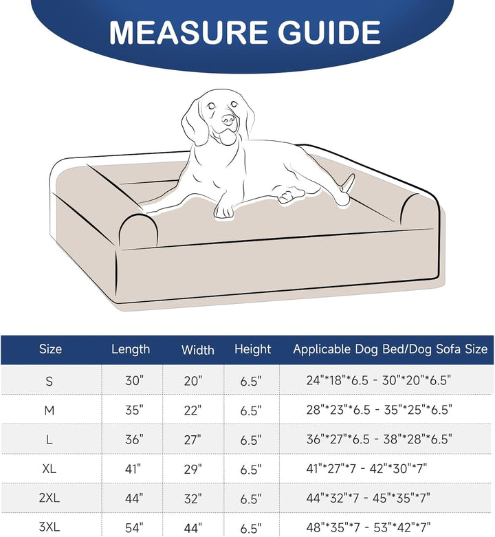 Dog Bed Covers Replacement Washable, Waterproof Dog Sofa Cover Ultra Soft Plush, Quilted, Pet Bed Cover for Cat, Cover Only (Grey, 35.0" L X 23.0" W X 6.5" Th)