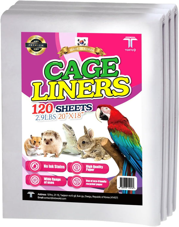 Bird Cage Liner - 120 Paper Sheets, 20" X 18", 2.9 Lb - Ideal for Pet Habitats, Bulk Pack for Long-Lasting Use, Newsprint Texture, Convenient Parcel Packaging