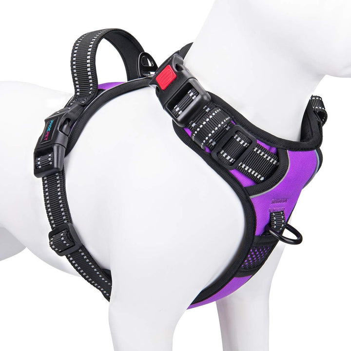 No Pull Dog Harness Medium Reflective Front Clip Vest with Handle,Adjustable 2 Metal Rings 3 Buckles,[Easy to Put on & Take Off](M, Orange)
