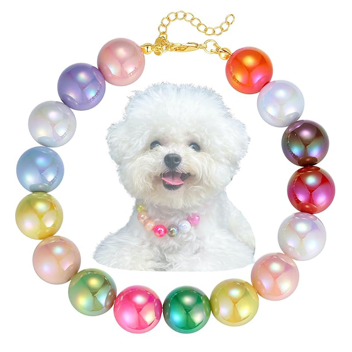 Dogs Necklace,Pet Fashion Necklace, Colorful Beaded Necklace,Pet Jewelry,Vibrant Candy-Colored Pet Jewelry Necklace for Cats and Dogs(12.6-14.57 Inches)