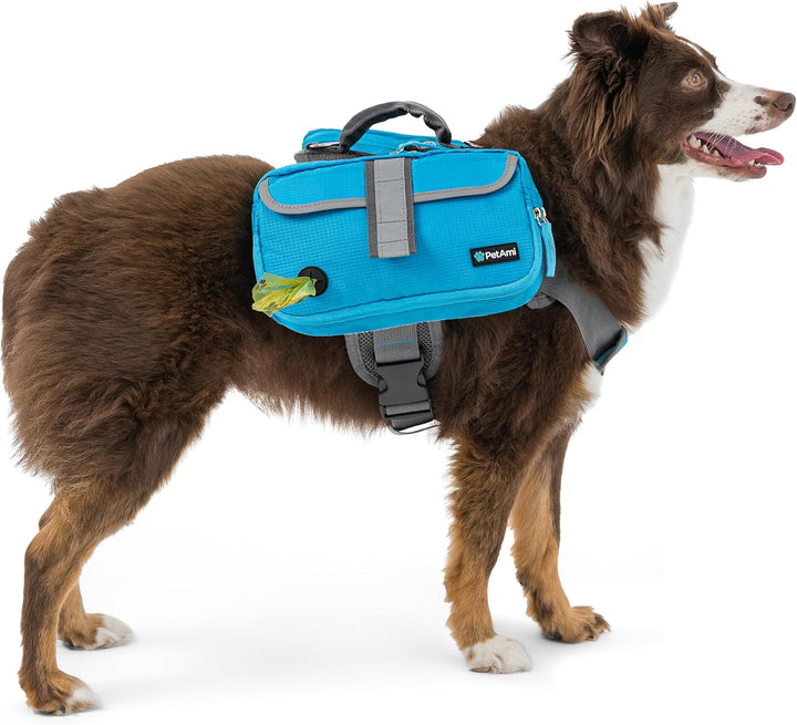 Dog Backpack for Medium & Large Dogs, Saddle Bag for Dogs to Wear for Hiking, Pet Backpack Harness Dog Pack with Reflective Side Pockets for Walking Running