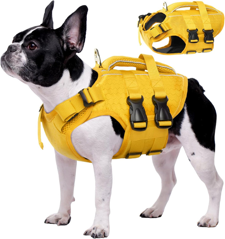 Dog Life Jacket High Flotation, Reflective Dogs Life Vest for Swimming Boating, Adjustable Small Medium Large Dog Lifejacket, Lightweight Dogs Life Preserver Rescue Handle Spring Summer Pool