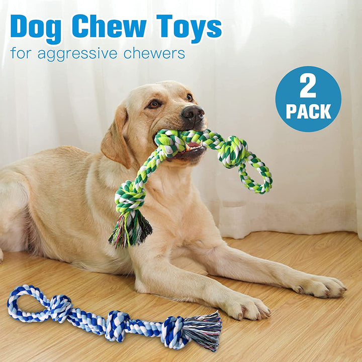 Dog Rope Toys 2 Nearly Indestructible Dog Toys for Medium to Large Breed, Dental Cleaning Chew/ Tug Toy for Boredom, Dog Grinding Teeth for Aggressive Chewers