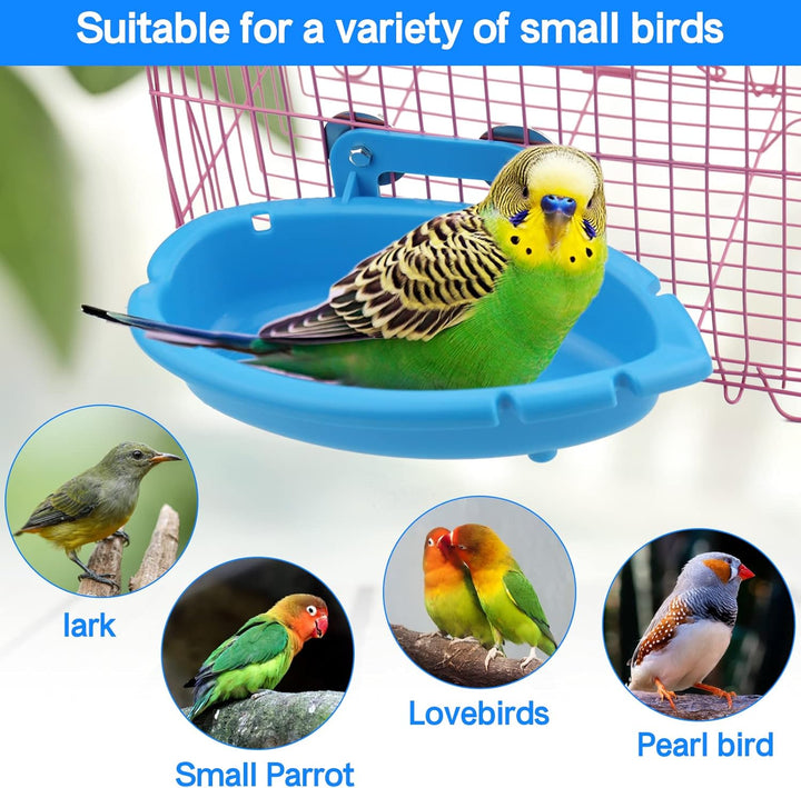 Bird Bath for Cage-Small Tub Bowl for Hang inside Cage Birdbath Shower for Parrot/Parakeets/Cockatiels/Canary/Budgerigar (Blue)