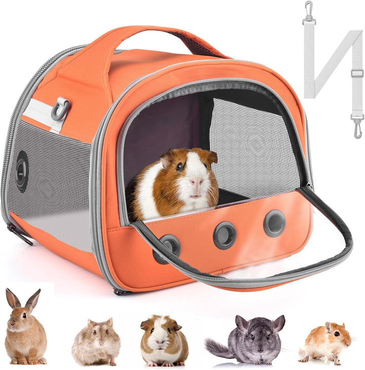 Guinea Pig Carrier Bag, Portable Small Animal Carrier Pouch for Hamster Chinchilla Rabbit Gerbil Hedgehog Sugar Glider Outgoing Travel Carrying Case -Orange