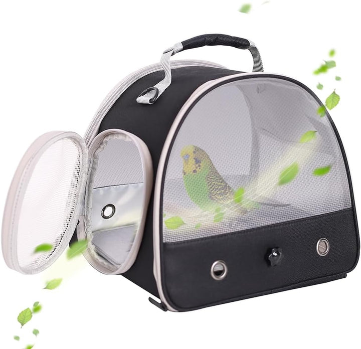 Small Bird Travel Cage Carrier, Portable Parrot Parakeet Carrier with Standing Perch and Comfy Mat, Budgies Carry Transport Bag for Vet Visit Shopping and Outdoor Adventure.