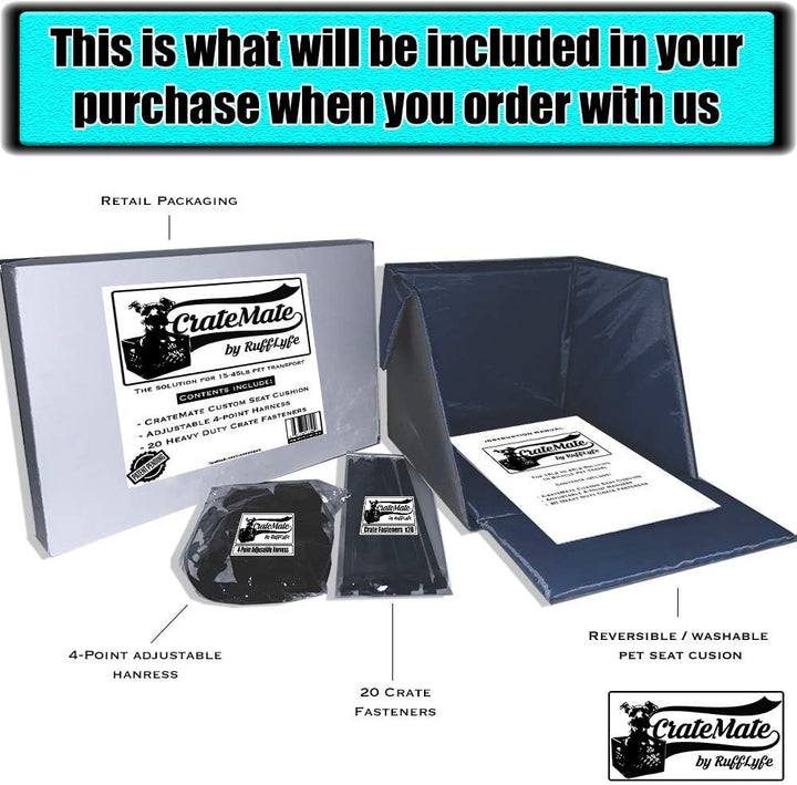 DIY Conversion/Bike Dog Carrier Package (Crate NOT Included) Padded Liner Is 2 Sizes in One + 4 Point Safety Harness & Heavy Duty Fasteners Holds Pets 20Lb+ for Safe Pet Bicycle Travel