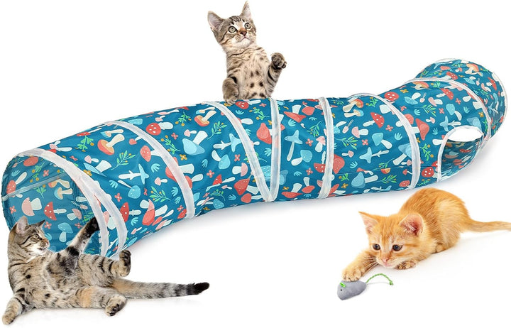 Cat Tunnel, Cat Tunnels for Indoor Cats, S-Shape Cats Cave with Cat Toys, Foldable Cat Tubes and Tunnels for Cats, Rabbit, Puppy, Guinea Pig