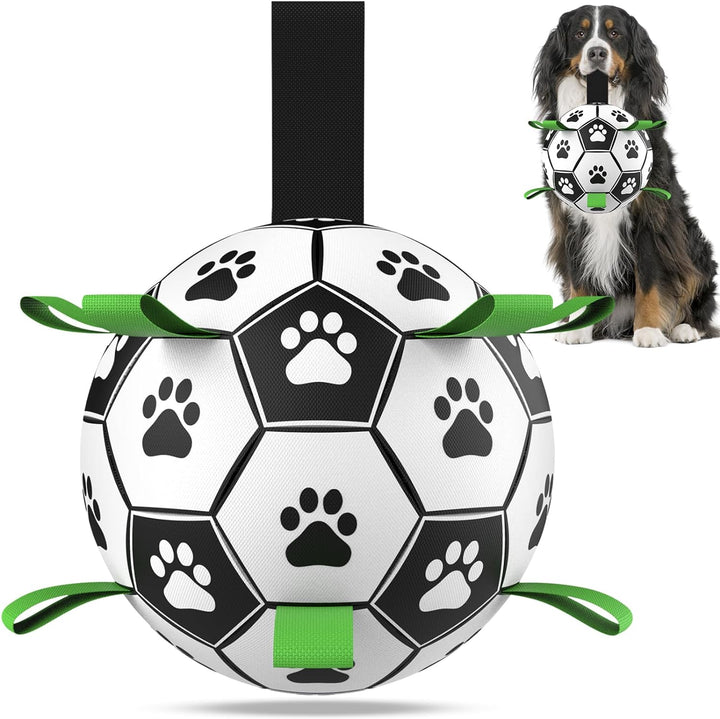 Premium Dog Toys Balls, Dog Soccer Ball with Straps, Dog Birthday Gifts, Herding Ball, Durable Balls for Small Medium Pet, Puppy Outdoor Toy, Pet Training Soccer Ball, World Cup Soccer (6 Inch)