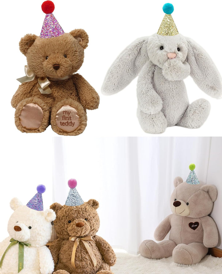 10 Pack Mini Small Dog Hats with Sequins Puppy Birthday Party Hats Cats Adjustable Holiday Hats Headband Kitten Hats Pet Grooming Costume Accessories