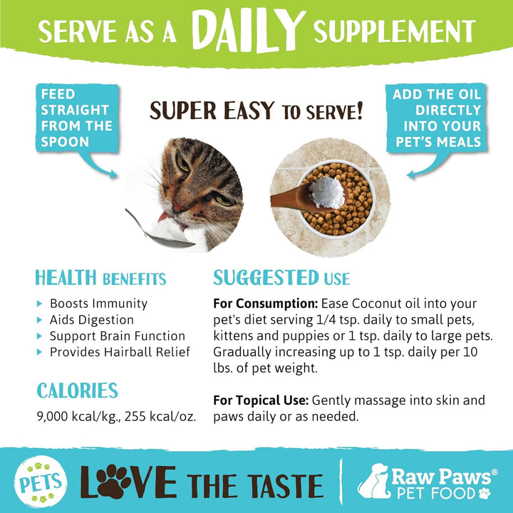 Virgin Organic Coconut Oil for Dogs & Cats, 4-Oz - Treatment for Itchy Skin, Dry Nose, Paws - Hot Spot Lotion - Natural Hairball Remedy for Cats