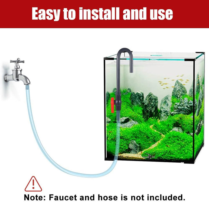 Aquarium Water Changer, PVC Aquarium Water Filler Hanging Fish Tank Hook Filler with Flow Switch for 1/2“, 5/8”, 3/4” Hose