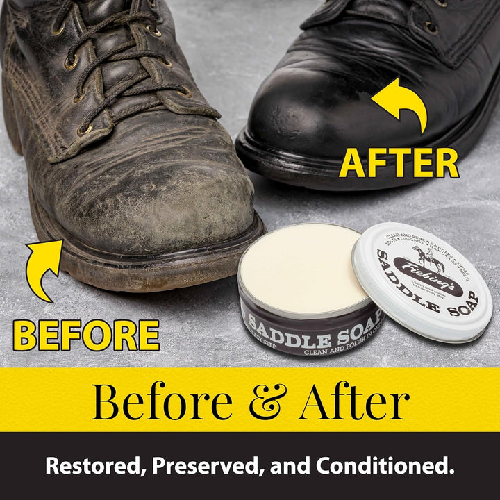 Saddle Soap 12Oz - White - Clean, Polish and Maintain Saddles, Shoes, Luggage, Handbags - Thoroughly Cleans & Restores Natural Preservative Leather Oils to Maintain Suppleness & Strength