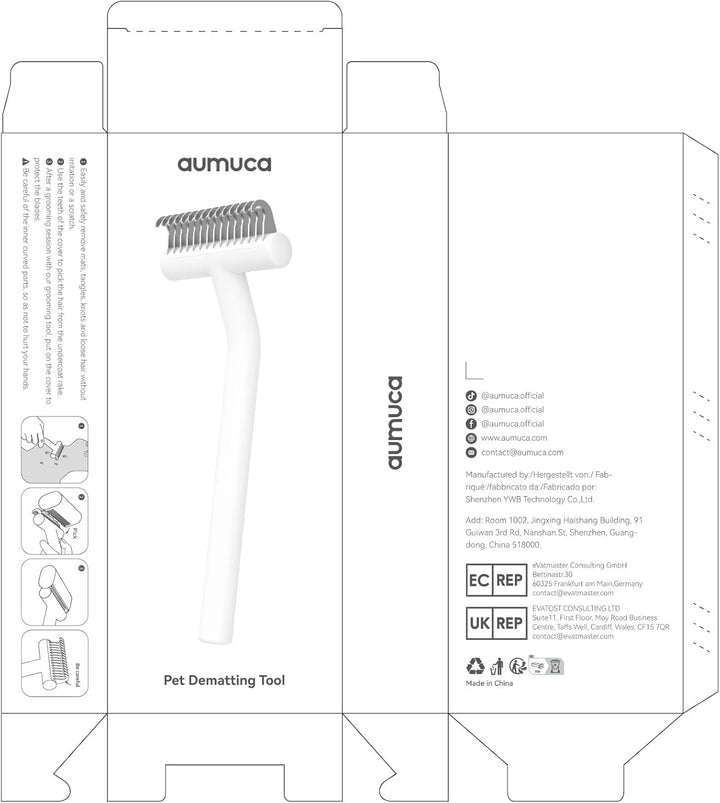 Undercoat Rake for Cats & Small/Medium Dogs – Deshedding Brush & Dematting Comb for Double-Coated Pets with Long or Short Hair, Matted Fur – Grooming Tool for Kitten, Puppy, Rabbit and Horse