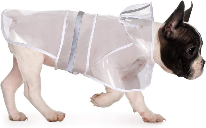 Dog Raincoat Jacket Reflective Adjustable Hooded Pet Poncho Rain Coat with Leash Hole for Small to X-Large Dogs Yellow - L