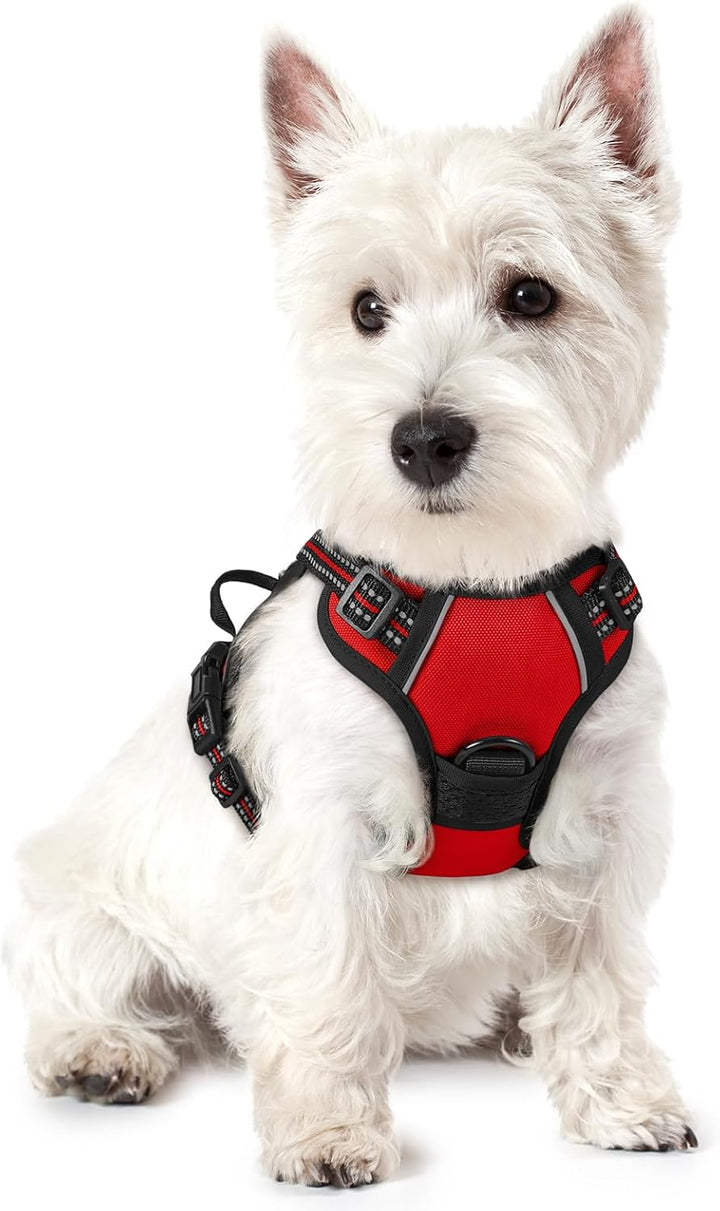 Dog Harness No Pull with 2 Leash Clips, Adjustable Soft Padded, Reflective Oxford No Choke Pet Vest with Easy Control Handle for Large Dogs, Black, L