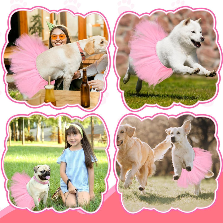 Dog Tutu Tulle Tutu for Dogs Small Large Medium Puppy Dress Ballerina Costume Skirt for Halloween Puppy Cats Bunny Pet Outfit Birthday Wedding Party Photo Prop Supplies(Pink)