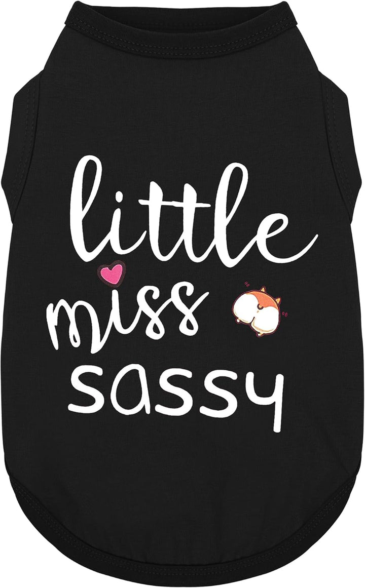 Dog Clothes Fashionable Sleeveless Pet Vest: 'Little Miss Sassy' Printed Cotton Dog Shirt, Ideal for Small, Medium, and Large Breeds, Ensuring Comfort and Breathability Rose Red S