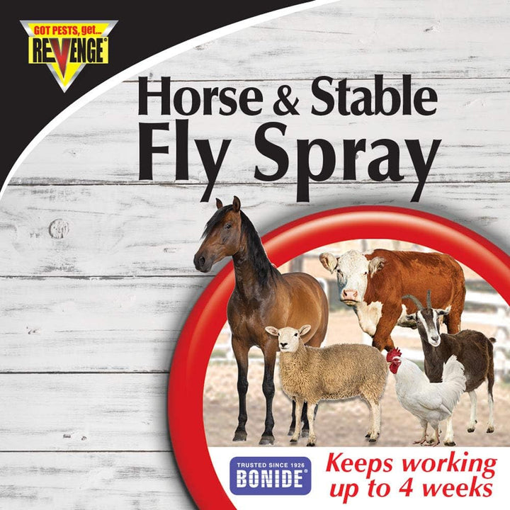 REVENGE Horse & Stable Fly Spray, 128 Oz Ready-To-Use with Power Sprayer, Long Lasting Flea and Tick Control