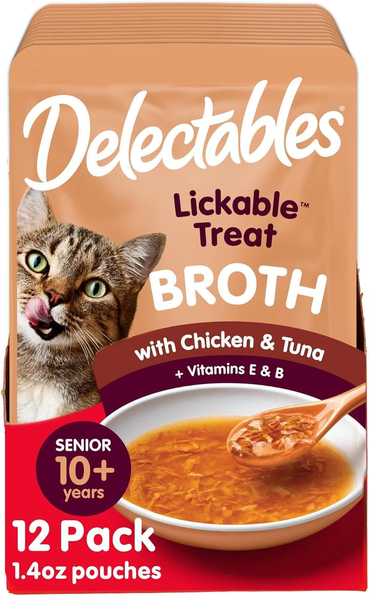 Delectables Savory Broths Lickable Wet Cat Treat Variety Pack, 12Count(Pack of 1)