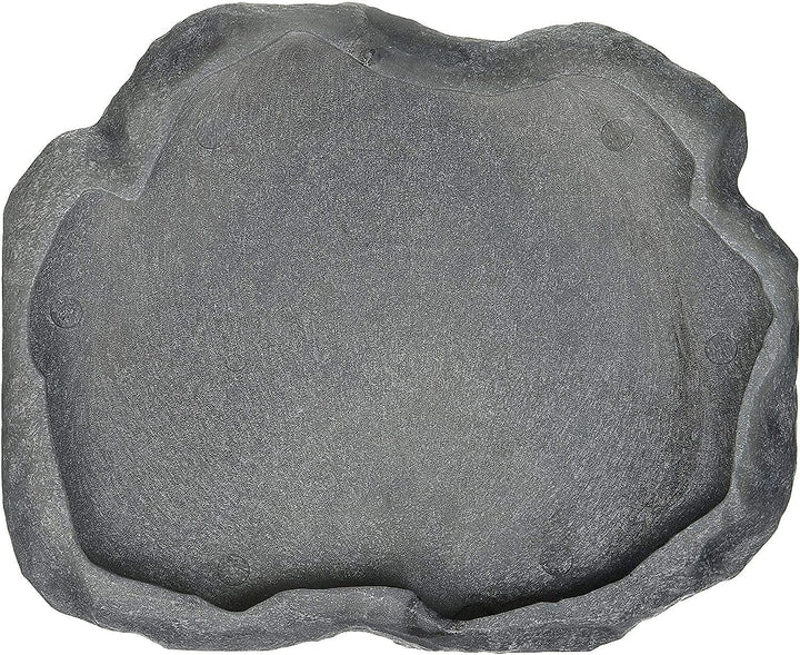 Reptile Rock Food Dish, Medium, 7.25"L X 6"W X 0.75"H, Colors May Vary Black