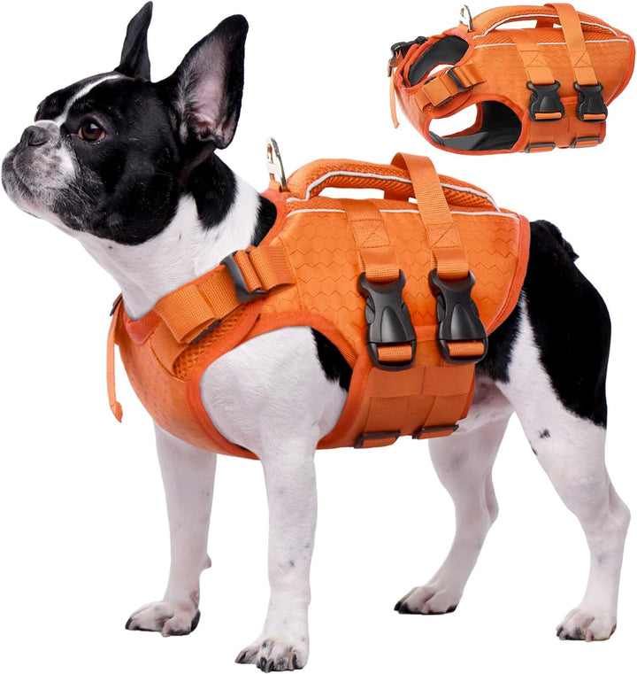 Dog Life Jacket High Flotation, Reflective Dogs Life Vest for Swimming Boating, Adjustable Small Medium Large Dog Lifejacket, Lightweight Dogs Life Preserver Rescue Handle Spring Summer Pool