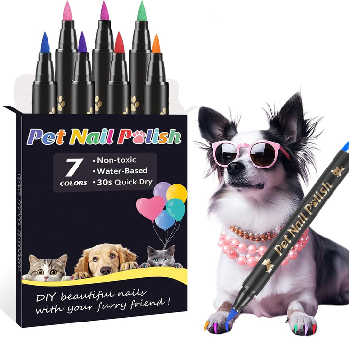 Dog Nail Polish Pens Quick Dry,12 Colors Safe Dog Nail Polish Set to DIY Pretty Nails, Ideal Gifts for Dogs Cats Light Dark Nails, Odorless, Non-Toxic, Water-Based Pet Nail Accessories Set