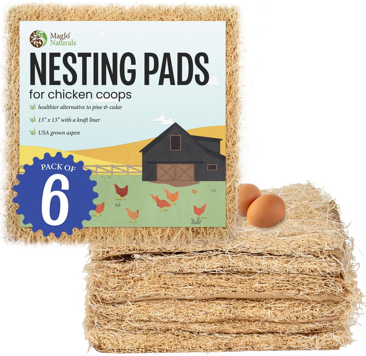 Premium Aspen 12 Pack Excelsior Nesting Liners (12 Pack), Chicken Bedding for Nesting Box, Nesting Pads Box Liners, Chicken Bedding for Coop, Chick Bedding, USA Grown & Sustainably Harvested