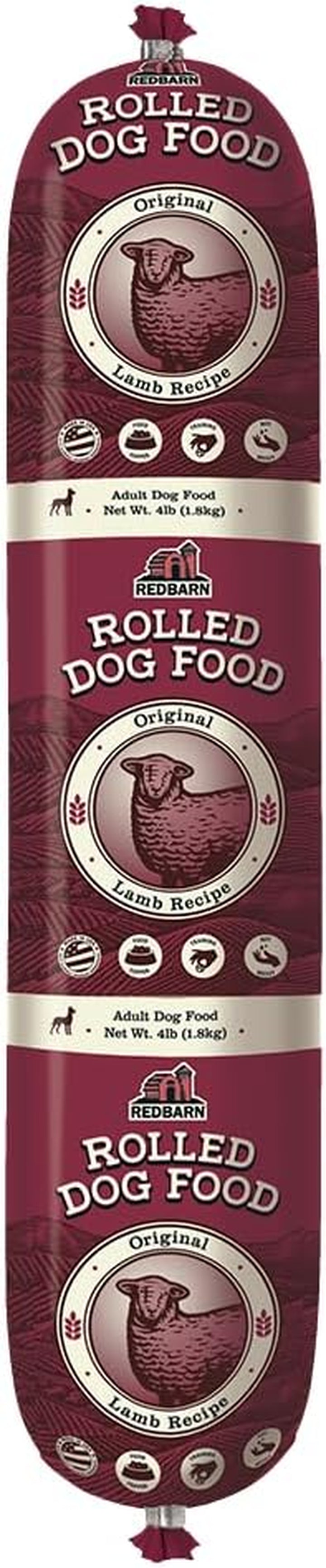 All-Natural Premium Rolled Dog Food, Lamb Recipe - Soft Semi-Moist Wet Formula for High Protein Diet, Training Rewards, & Treat Pill Concealer - 4 Lb, 8 Count