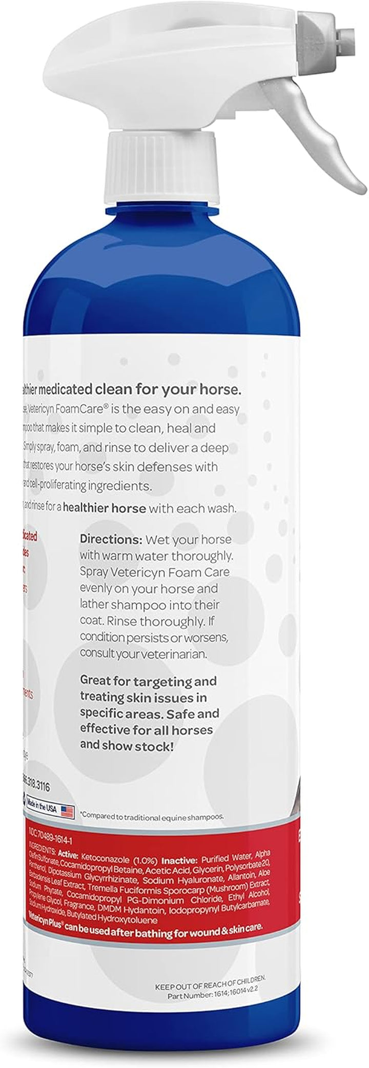 Foamcare Medicated Horse Shampoo | Sprayable Equine Shampoo with Ketoconazole for Healing Relief from Itchy Skin, Fungal Issues, Ring Worm, and More. 32 Fl Oz.