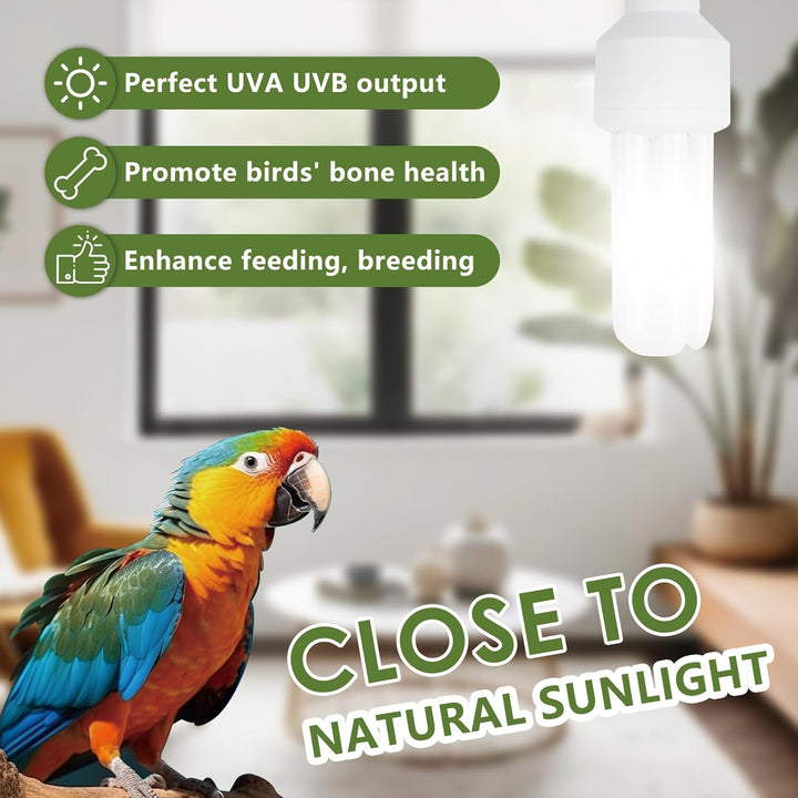 UVA UVB Light Bulb for Birds 2.4 UVB 20W Compact Flourescent Lamp for All Kinds Captive Birds