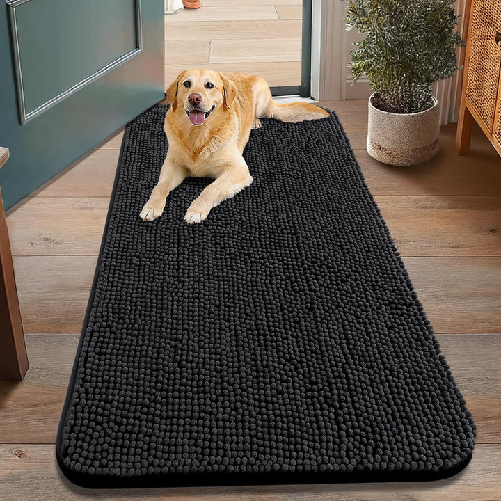Dog Door Mat for Muddy Paws 30X20, Absorbs Moisture and Dirt Doormat, Non-Slip Washable Quick Dry Chenille Front Door Mat Indoor Entrance, Entryway Carpet for inside Floor, Grey