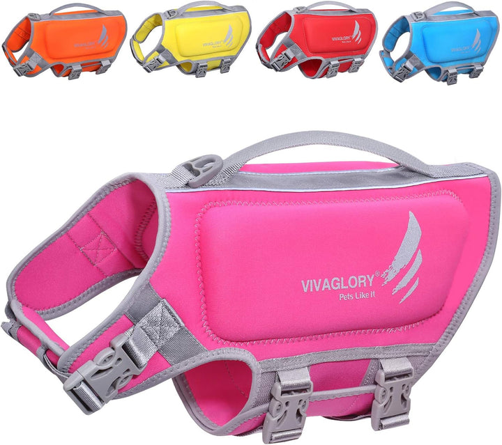 High Buoyancy Dog Life Vest, Swimming Vest with Handle, Dog Life Jacket for Swimming & Boating, Buoyancy for Puppy Doggy, S, Pink
