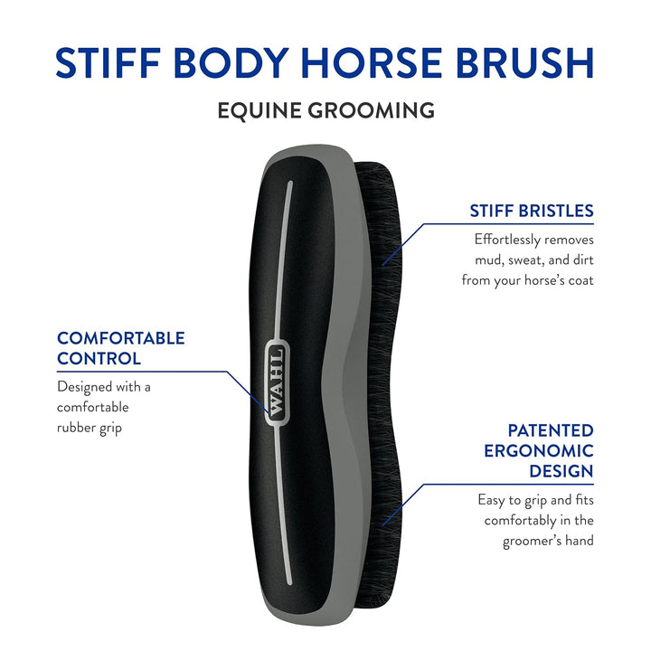 Professional Animal Equine Grooming Stiff Body Horse Brush, Black (#858705)