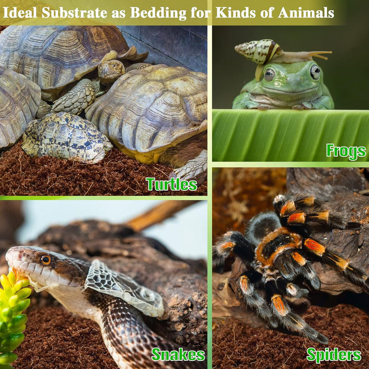 2 Pack Coconut Fiber Substrate, 100% Organic Coconut Husk Coco Coir Brick Terrarium Bedding for Reptiles, Tortoise, Bearded Dragon, Leopard Gecko, Snake, Hermit Crabs, Frogs, Tarantula