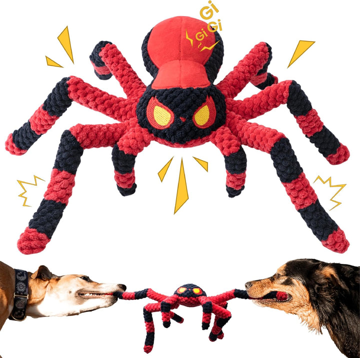 Tough Dog Toys, Stuffed Chew Large Dog Toys to Keep Them Busy, Interactive Squeaky Tug of War Doggie Toy, Crinkle Blue Octopus