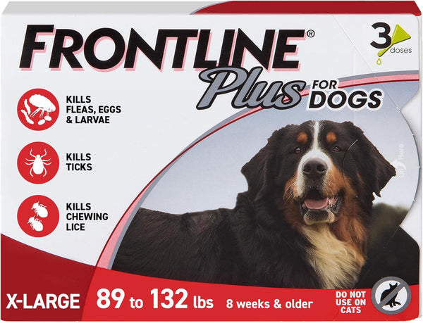 plus Flea and Tick Treatment for X-Large Dogs up to 89 to 132 Lbs. 3 Treatments