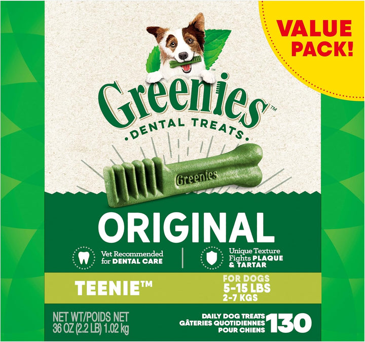 Original Teenie Dental Dog Treats, 36 Oz. Pack (130 Treats)