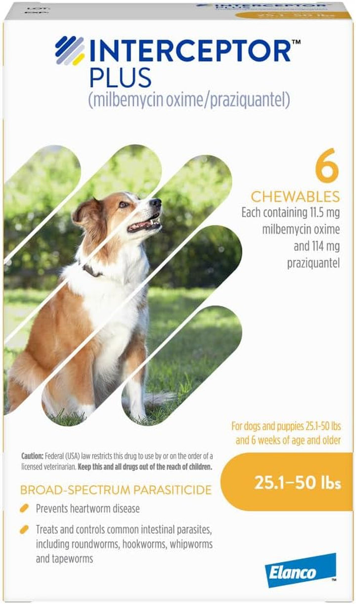 plus Prevention for Heartworm + 4 Other Worms for Dogs 50.1-100 Lbs. | 6 Chews, 6-Month Supply