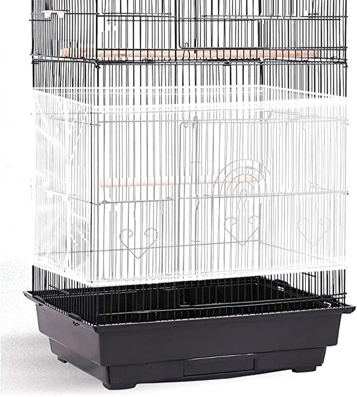 Large Bird Cage Seed Catcher,Bird Cage Cover Net Skirt Guard,Adjustable Soft Airy Mesh Net for Parrot Parakeet Macaw(118 X 15 Inch/ 300 X 37 Cm,Black)